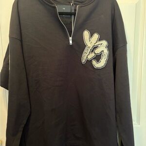 Y-3 Black Half-Zip Sweatshirt with Logo Patch